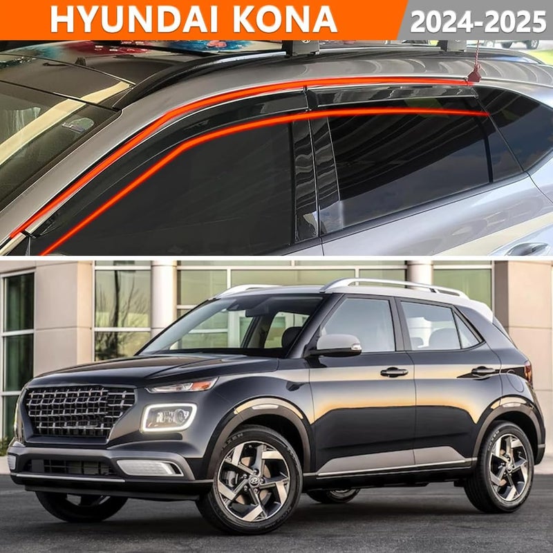 LONGKEES 4PCS in-Channel Window Visor Rain Guards Compatible with 2024-2025 Hyundai Kona, Extra Durable Wind Deflectors, Weather Shields - Image 2